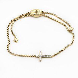 David Yurman 18K Gold Diamond Pave Cross Bracelet
